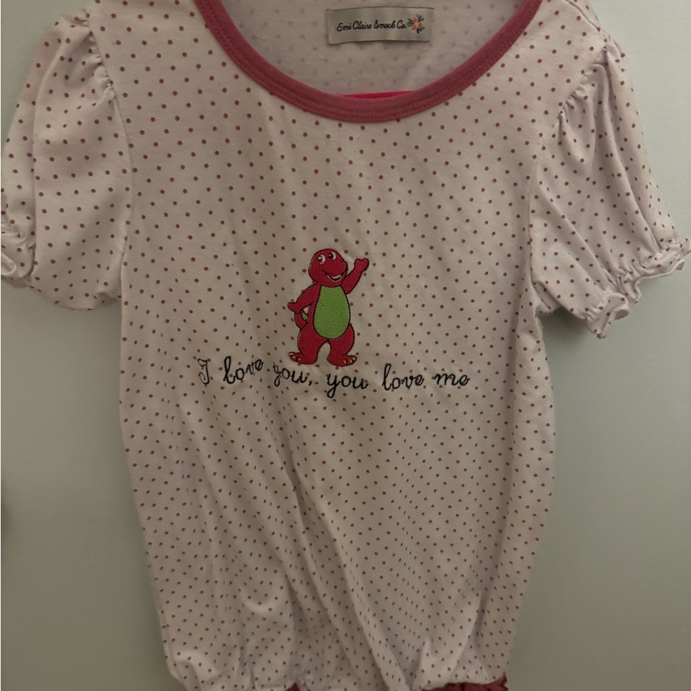 Barney Embroidered Smock Bubble 3T
